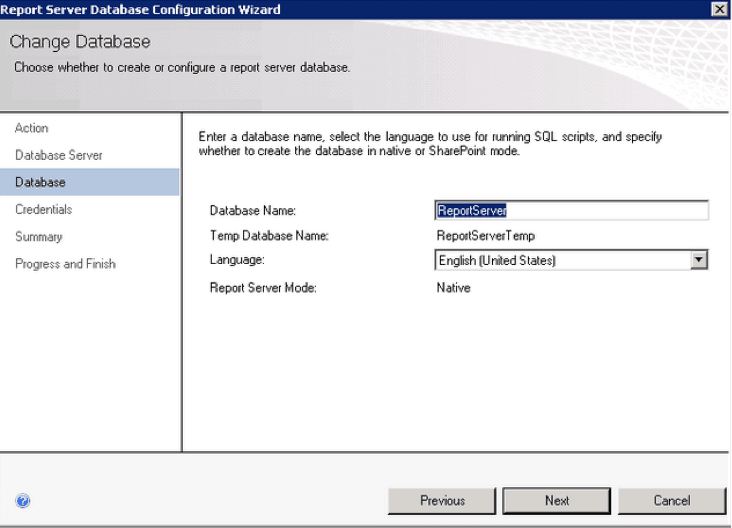 Change data base